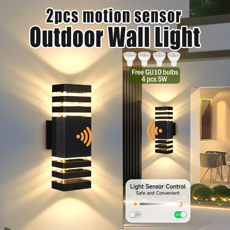 Smart Led Garden - เซ็นเซอร์ตรวจจับแสง โคมไฟติดผนังกลางแจ้ง GU10 ไฟตกแต่งผนัง ไฟติดผนังกันน้ำในร่ม ไฟติดผนังภายใน