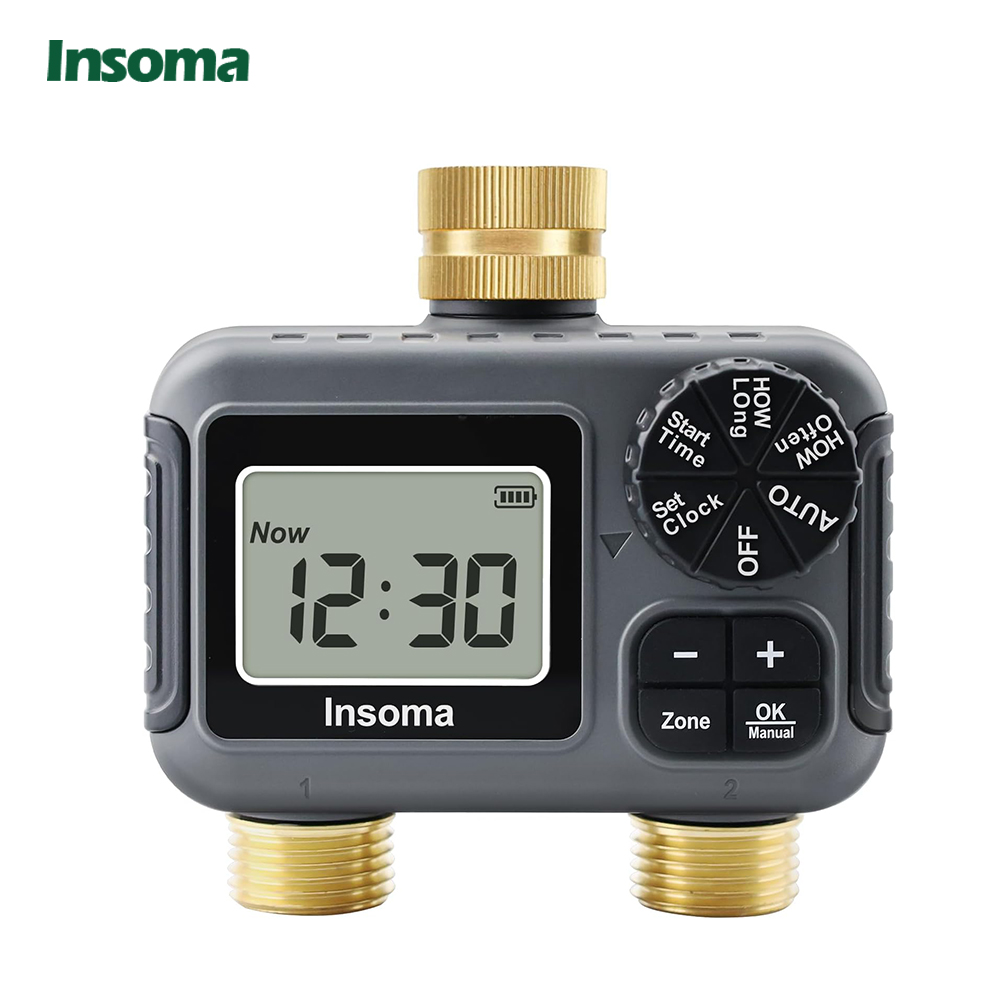 Smart Garden Sphagnum Moss - Insoma สมาร์ทระบบรดน้ําชลประทาน Dual Outlets เครื่องตั้งเวลาน้ําอัตโนมัติโรยก๊อกน้ําท่อโปรแกรมเมอร์สําหรับสวนกลางแจ้ง