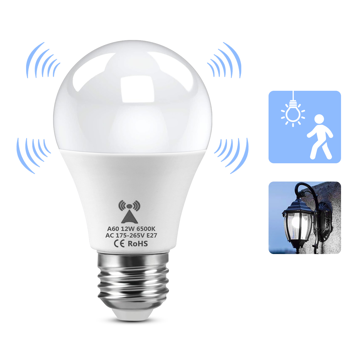 Smart Led Garden - หลอดไฟ LED สำหรับสวนกลางแจ้งในตัวแผ่นเรืองแสงไฟ LED กลางคืนสัญญาณเรดาร์เซ็นเซอร์ตรวจจับการเคลื่อนไหว/เซ็นเซอร์แสง E27