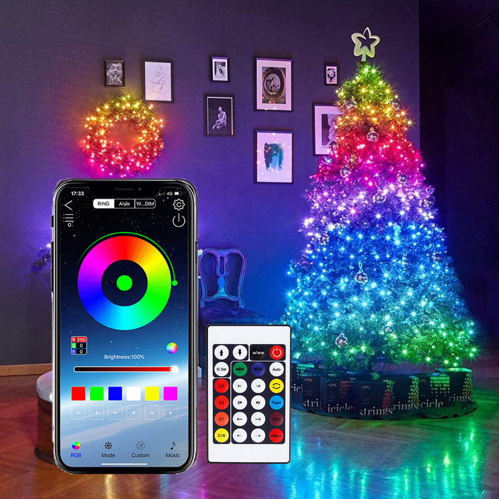 Smart Led Garden - WS2812B อัจฉริยะใหม่ไฟสายแบบเทพนิยาย LED รีโมทบลูทูธ USB พวงพวงโคมไฟกลางแจ้งในร่มห้องปาร์ตี้คริสต์มาส