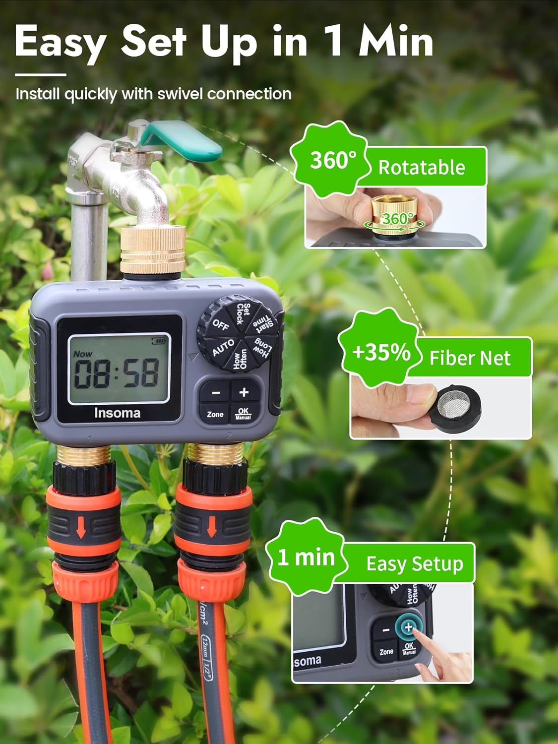 ระบบรดน้ำอัจฉริยะแบบสองช่องจ่า - Smart Garden At Home บทวิจารณ์และราคา