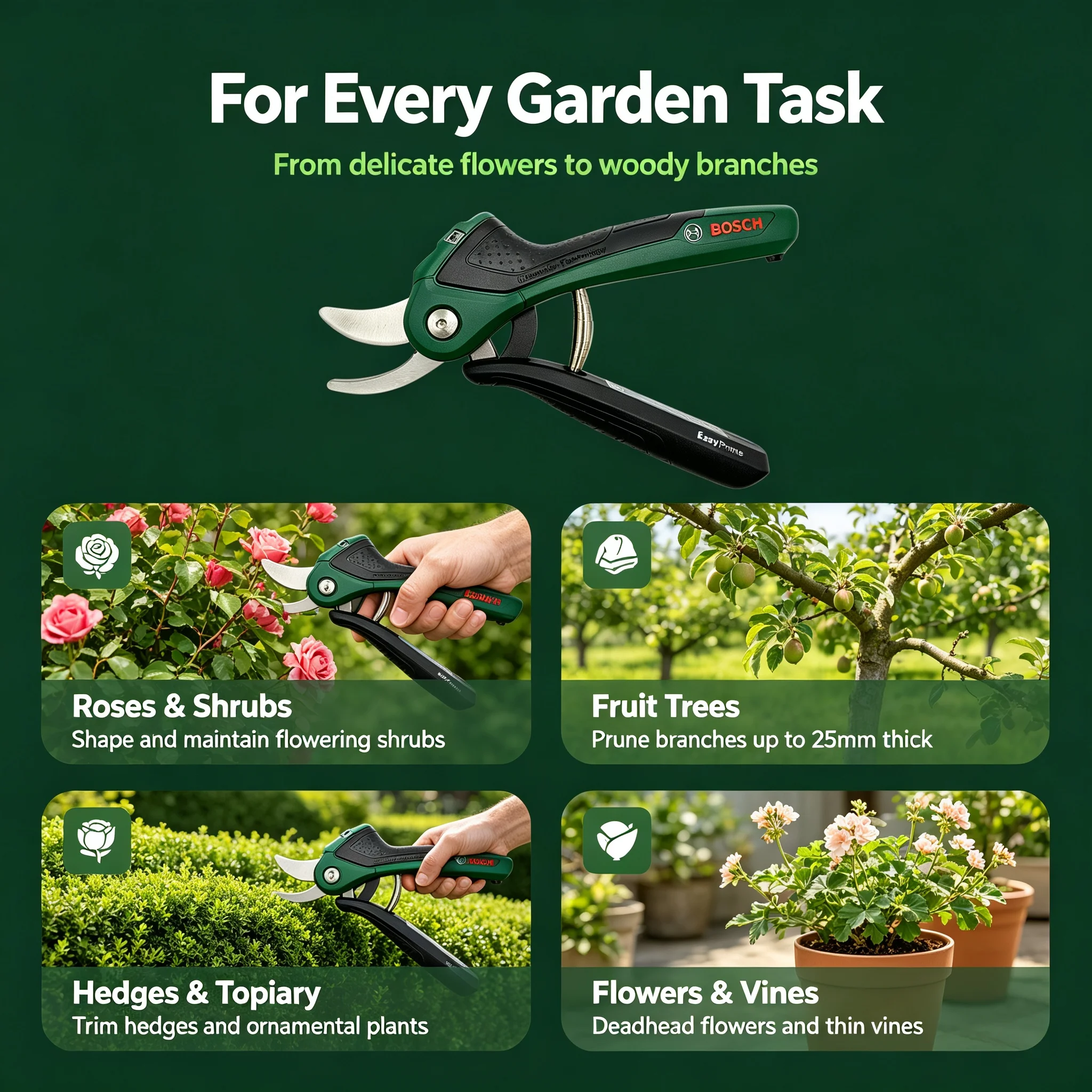 กรรไกรตัดกิ่งไร้สาย Bosch 3.6V - Smart Garden Bosch บทวิจารณ์และราคา